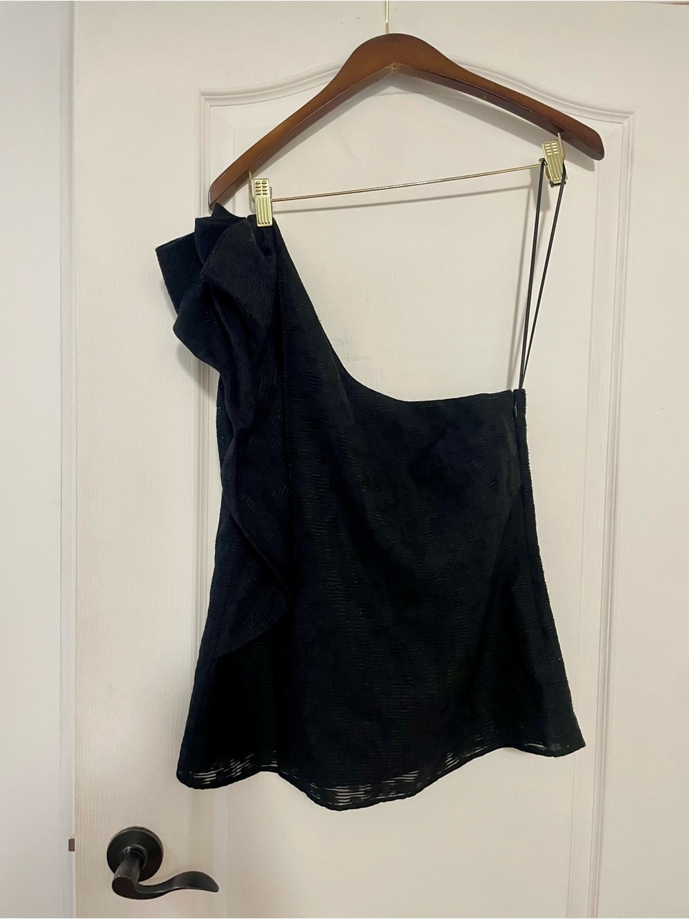 NWT Banana Republic black one-shoulder blouse Size 10/Medium - Picture 2 of 13
